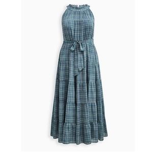 Torrid Plaid High-Neck Tiered Maxi Dress